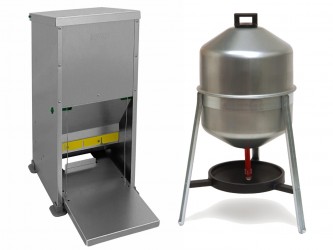 MANGEOIRE POULE ANTI NUISIBLE + ABREUVOIR POULE SUR PIEDS