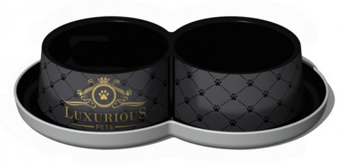 DOUBLE GAMELLE POUR CHIEN ''LUXURIOUS'' AVEC IMPRESSION