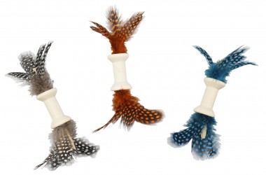 JOUET POUR CHAT BOBINE BOIS AVEC PLUMES