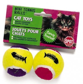 JOUET CHAT LOT 2 MINI BALLES TENNIS AVEC GRELOTS
