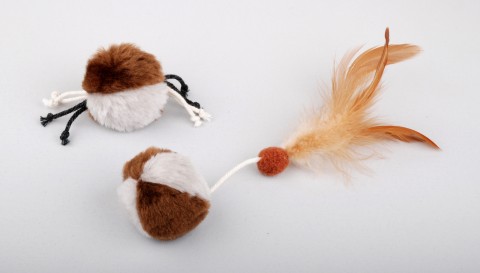 JOUET CHAT 2 BALLES BI-COULEURS
