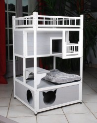 MAISON/NICHE D'INTERIEUR POUR CHAT ''COCOON'' 100% SAPIN DE FINLANDE
