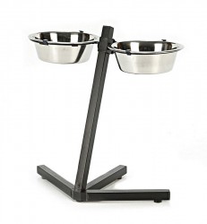 SUPPORT PORTE GAMELLES D'ANGLE POUR MOYEN/GRAND CHIEN