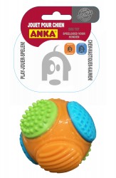 JOUET POUR CHIEN BALLE CAOUCHOUC MULTI TEXTURE AVEC ORGANE SONORE