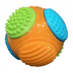 JOUET POUR CHIEN BALLE CAOUCHOUC MULTI TEXTURE AVEC ORGANE SONORE