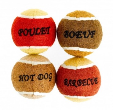 JOUET POUR CHIEN LOT 4 BALLES TENNIS A GOUT