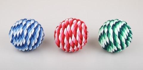 JOUET POUR CHIEN BALLE CORDE 3 COULEURS