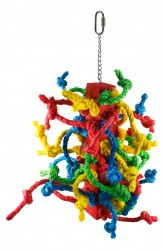 JOUET POUR OISEAU BOIS & CORDES MULTI COULEURS