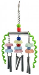 JOUET POUR OISEAUX/PERROQUET CARILLON METAL + PIERRES PONCE
