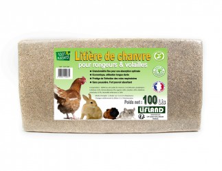LITIERE DE CHANVRE POUR RONGEURS 100 LITRES (10 kg) LAPIN NAIN, COCHON D'INDE, FURET, CHINCHILLA...