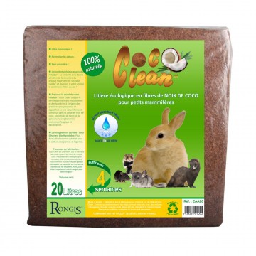LITIERE COCO CLEAN POUR PETITS MAMMIFERES : LAPIN, COCHON D'INDE, HAMSTER, FURET, CHINCHILLA, RAT 
