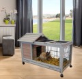 CAGE LAPIN INTERIEUR/EXTERIEUR SUR ROUES 100% SAPIN DE FINLANDE ''DUNLAND'' 